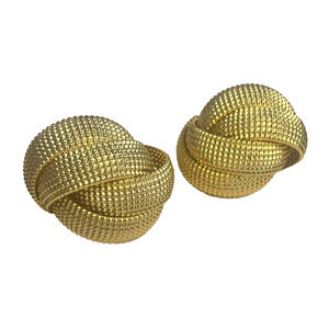 Vintage NORMA JEAN Gold Tone Hoop Earrings Clip On Textured Bold Statement 80s